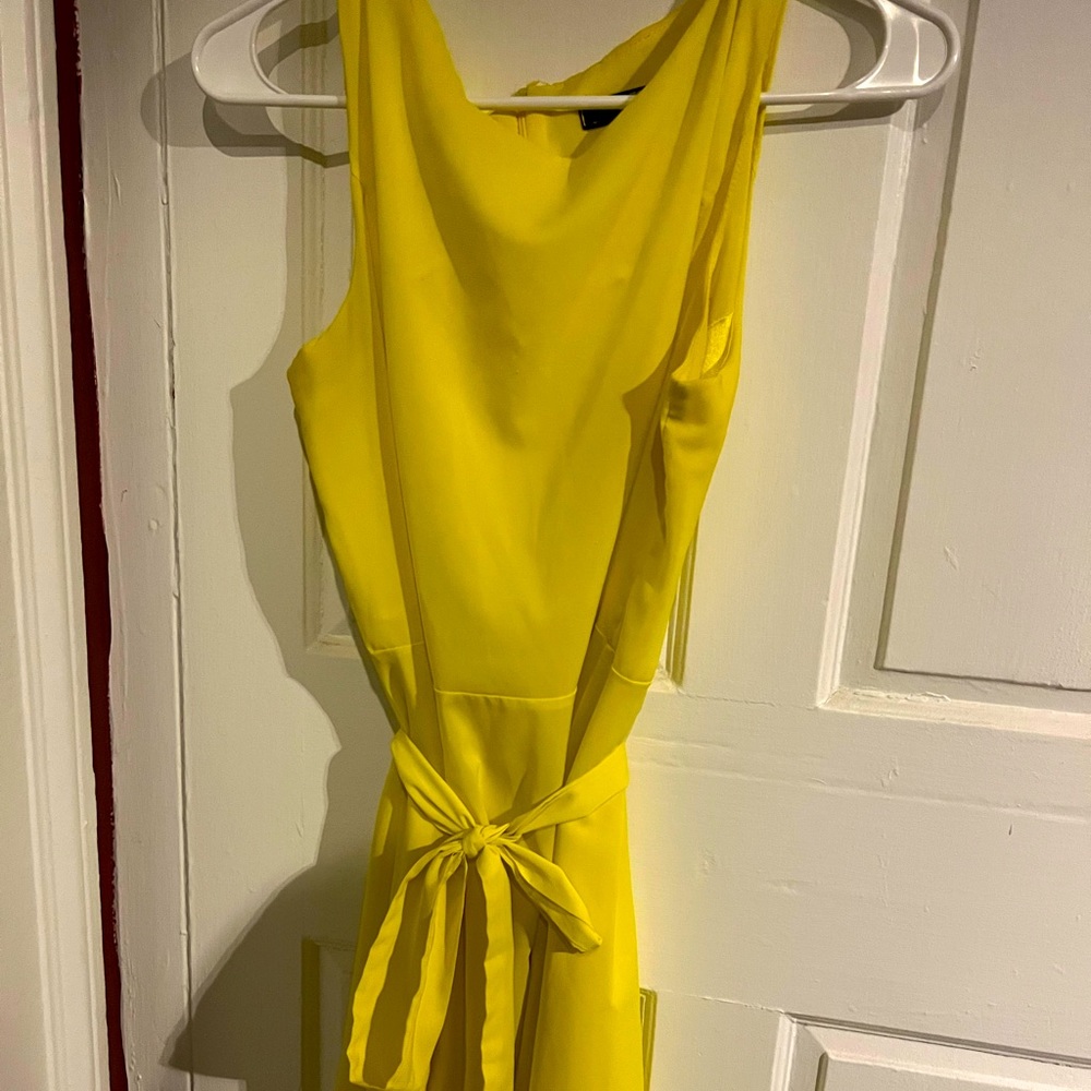 Yellow dress with tie belt.